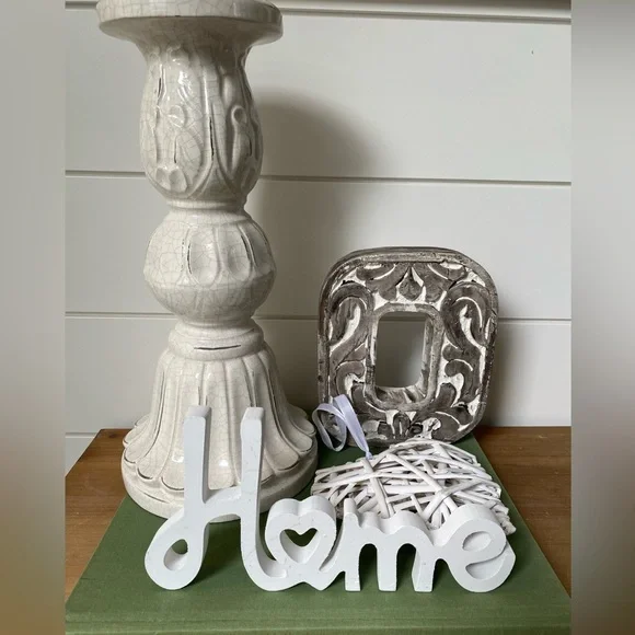 Romantic French Country Châteaucore Decor Bundle 4pc Ceramic Wood Wicker Resin - Picture 2 of 15